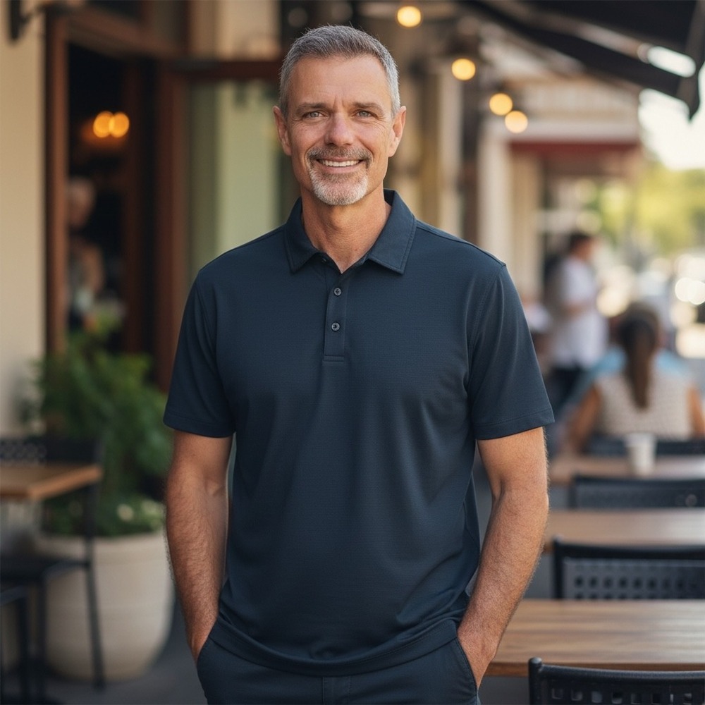 Lululemon Mens Evolution Polo Shirt Navy Blue Short Sleeve Golf Top Size M 2842